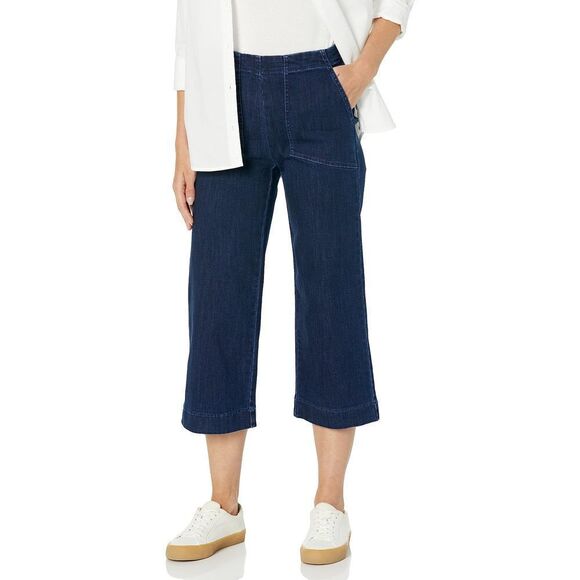 NIC+ZOE Women's Petite All Day Wide-Leg Crop Jean 6 Atlas - Picture 1 of 2